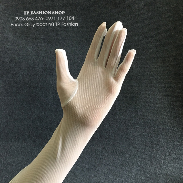 [ Màu ĐEN/ TRẮNG] Găng bao tay  lưới mịn dài 55cm dự tiệc , đi diễn QUYẾN RŨ - THON TAY  BT07 