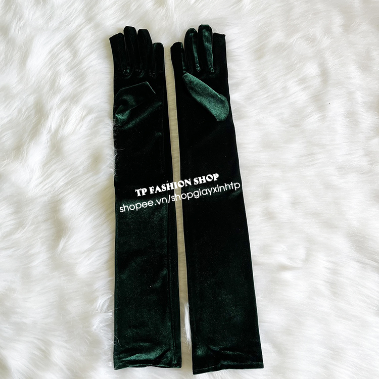 [ Đen/ Đỏ tươi / Mận chín/ Xanh đậm] Găng bao tay NHUNG DÀI qua khuỷ tay dự tiệc, chụp ảnh, chống nắng MỀM - ÊM BT09