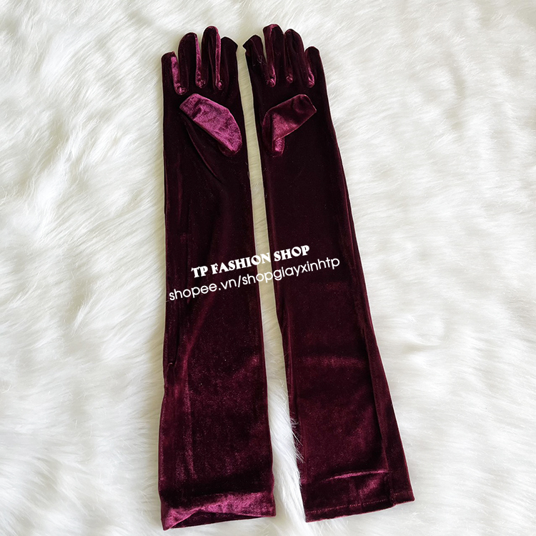 [ Đen/ Đỏ tươi / Mận chín/ Xanh đậm] Găng bao tay NHUNG DÀI qua khuỷ tay dự tiệc, chụp ảnh, chống nắng MỀM - ÊM BT09