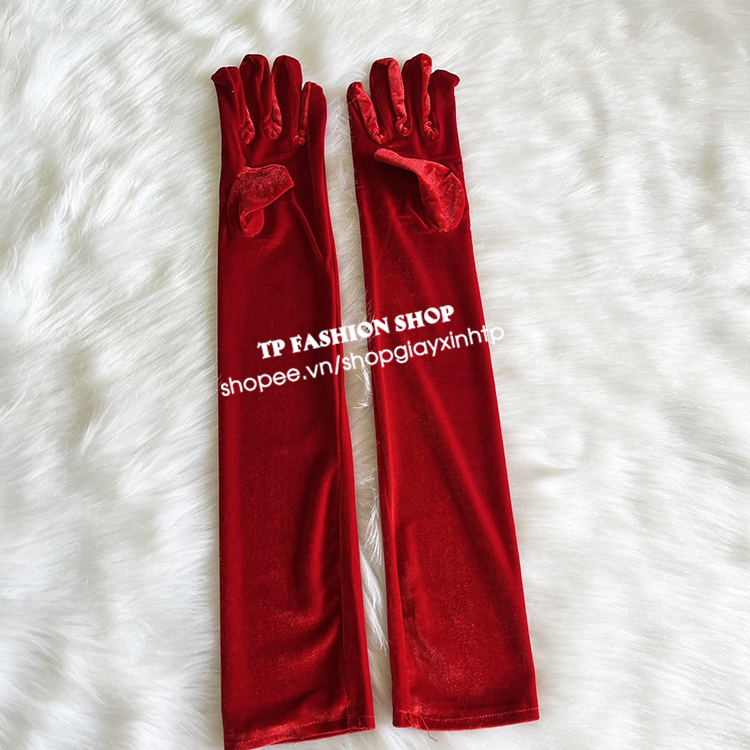 [ Đen/ Đỏ tươi / Mận chín/ Xanh đậm] Găng bao tay NHUNG DÀI qua khuỷ tay dự tiệc, chụp ảnh, chống nắng MỀM - ÊM BT09
