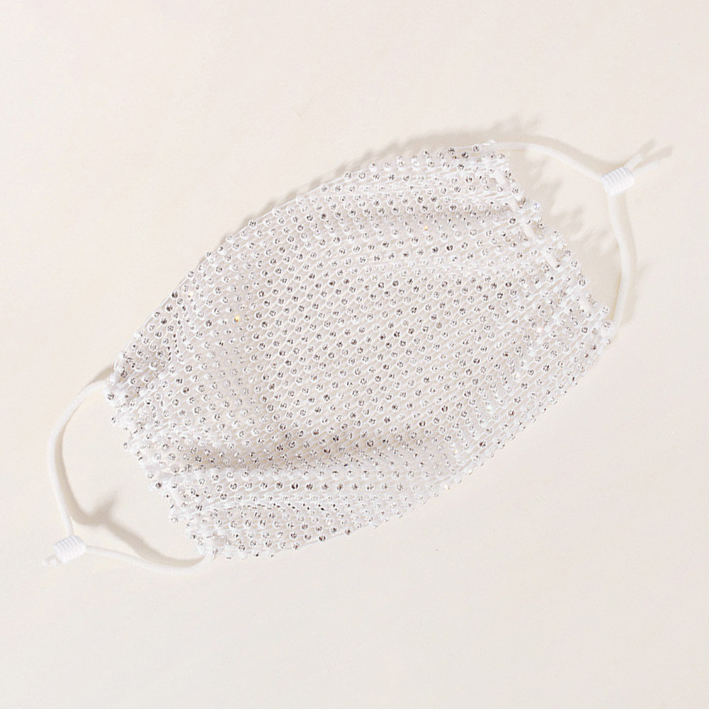 Khẩu trang lưới đính đá màu đỏ đen trắng