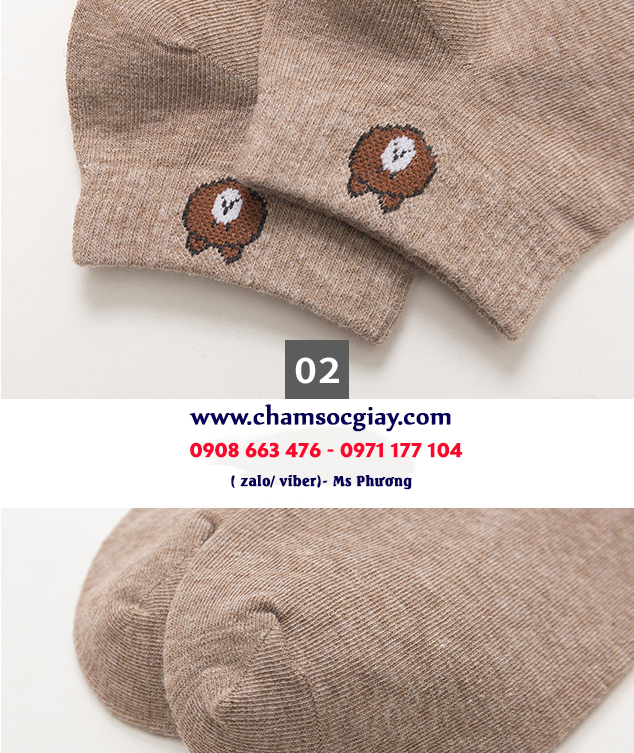 Vớ nữ ngắn màu trắng thêu hình gấu TAT2002