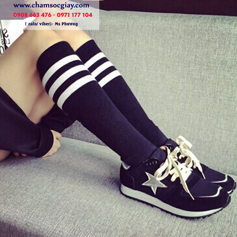 Vớ dưới gối đen sọc trắng sành điệu TAT4101