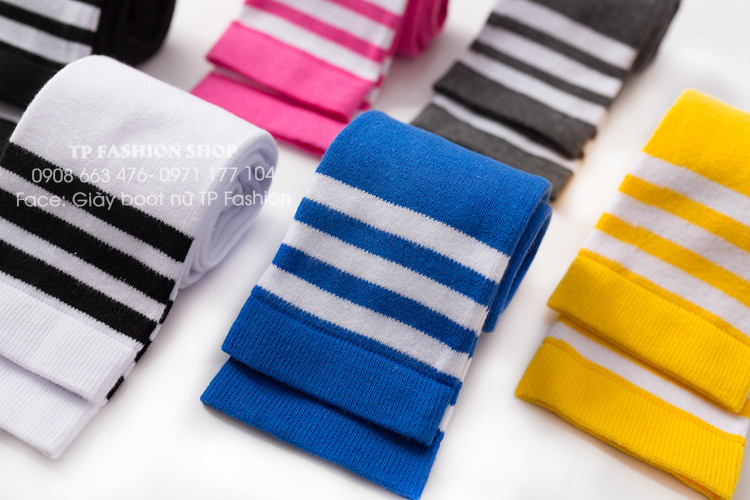 Vớ đùi MÀU NỔI hồng, xanh dương, vàng, xám sọc trắng loại dầy chống tuột TAT48 Vớ đùi MÀU NỔI hồng, xanh dương, vàng, xám sọc trắng loại dầy chống tuột TAT48
